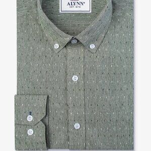 Alynn Green Geo Slim Fit Textured Dobby Shirt